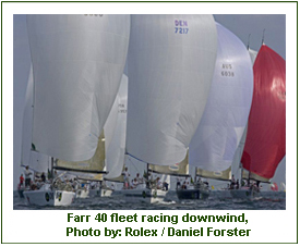 Farr 40 fleet racing downwind , Photo by: Rolex / Daniel Forster