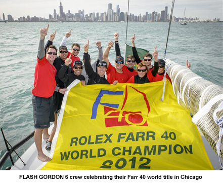 FLASH GORDON 6 crew celebrating their Farr 40 world title in Chicago