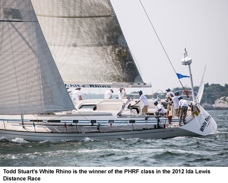 Todd Stuarts White Rhino is the winner of the PHRF class in the 2012 Ida Lewis Distance Race