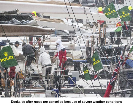 Dockside after races are cancelled because of severe weather conditions