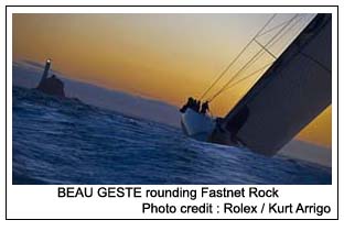 BEAU GESTE rounding the fasnet rock, Photo Credit: Rolex / Kurt Arrigo