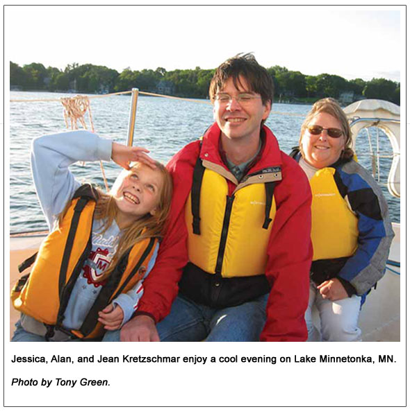 Jessica, Alan, and Jean Kretzschmar enjoy a cool evening on
Lake Minnetonka, MN.