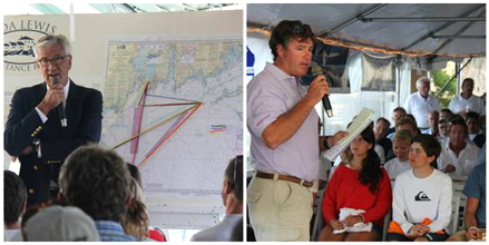 The Ida Lewis Distance Race�s Principal Race Officer Peter Gerard (left) and Regatta Chair Simon Davidson (right) addressing competitors during the skippers meeting  (Photo Courtesy of ILYC)