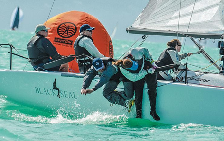 Black Seal wins both the lead in the Melges 24's and the Mt Gay Rum Boat of the Day prize - photo Sara Proctor/Quantum Key West