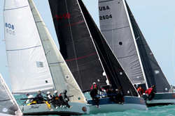 J/80 Wired hanging tough off the start with the GP 26's - photo Max Ranchi/Quantum Key West