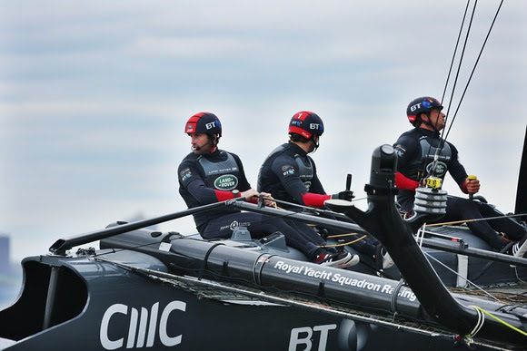 Skipper and Team Principal, Ben Ainslie on the helm (c) Harry KH