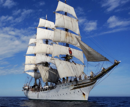 Norway�s 210-foot Sorlandet, the oldest full-rigged ship in the world still in operation. (Photo Courtesy of Sorlandet)