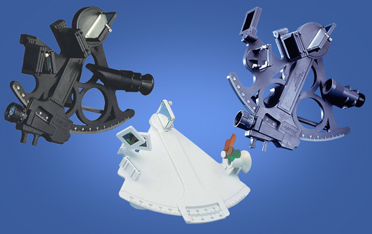 (from the left) Davis Instruments Mark 25, Mark 3 and Mark 15 sextants