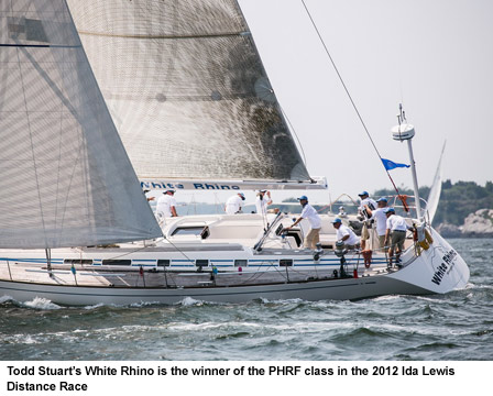 Todd Stuart�s White Rhino is the winner of the PHRF class in the 2012 Ida Lewis Distance Race