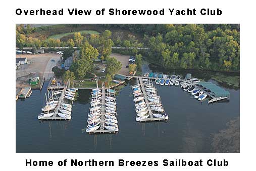 Shorewood Yacht Club overhead, Home of Northern Breezes Sailboat Club.