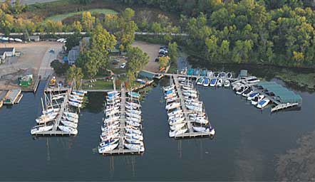 Shorewood Yacht Club overhead, Home to two Northern Breezes Sailboat Clubs.