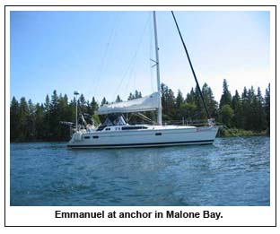Emmanuel at anchor in Malone Bay.