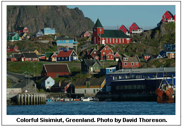 Colorful Sisimiut, Greenland. Photo by David Thoreson.