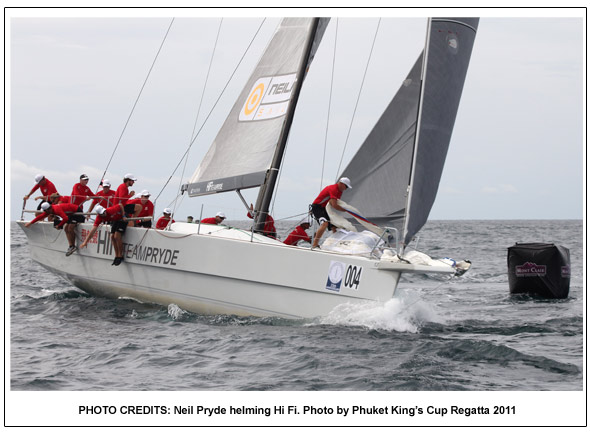 Neil Pryde helming Hi Fi. Photo by Phuket King’s Cup Regatta 2011