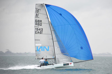 The current European Champion showed early form in yesterday’s Race 1 of the International 14 World Championships.Credit: Rhenny Cunningham - Sailing Shots