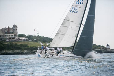 Chris Culver’s Swan 42 Blazer, which won the IRC class at last year’s Ida Lewis Distance Race, sails by Castle Hill in Newport, R.I. (Photo Credit Meghan Sepe)