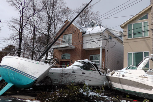 Boats tossed around in a hurricane can hamper a community�s recovery effort, like these boats that floated into streets and power lines after Hurricane Sandy.