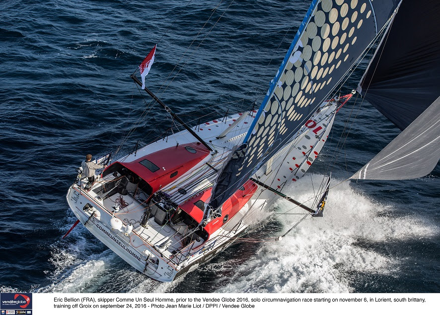 Eric Bellion (FRA), skipper Comme Un Seul Homme, prior to the Vendee Globe 2016, solo circimnavigation race starting on nov 6, in Lorient, South Brittany, training off Groix on september 24, 2016 - Photo Jean Liot / DPPI / Vendee Globe